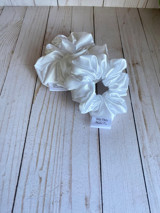 White Satin Scrunchie/ Hair Tie