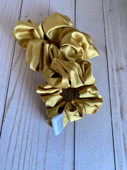 Gold Satin Scrunchies/ Gold Satin Hair Tie