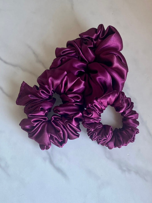 Wine Satin Scrunchie/ Hair Tie