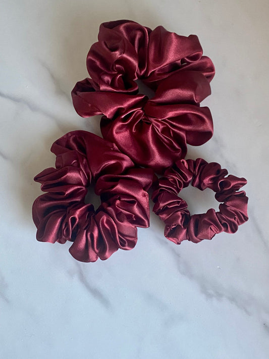 Burgundy Satin Scrunchie/ Hair Tie