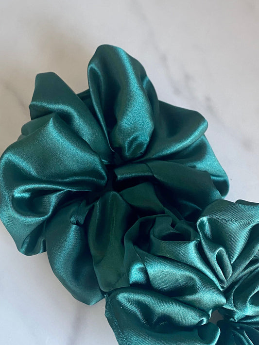 Forest Green Satin Scrunchie/ Hair Tie